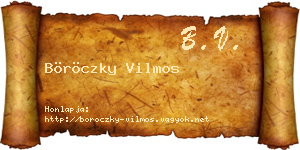 Böröczky Vilmos névjegykártya